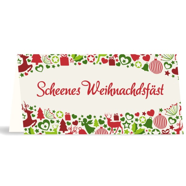 Karte mit Umschlag Scheenes Weihnachdsfäst quer