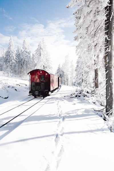 Wandbild Winter im Harz - Brockenbahn von hinten (Motiv JMP02)