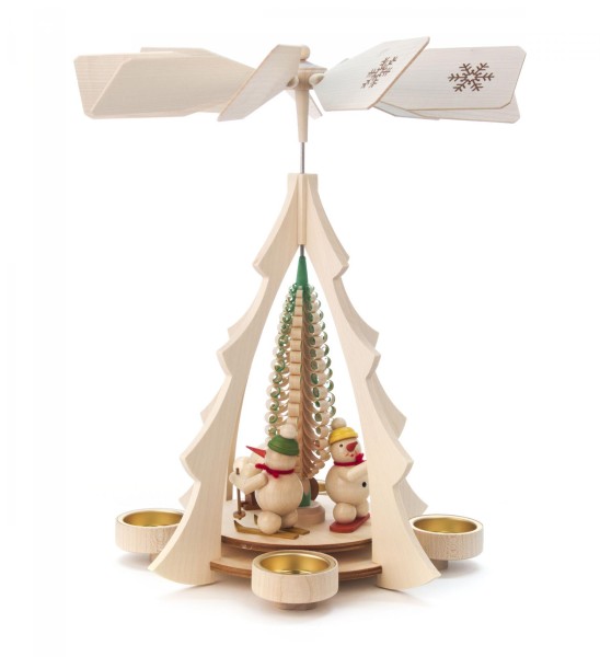 Weihnachtspyramide Schneemänner für Teelichte