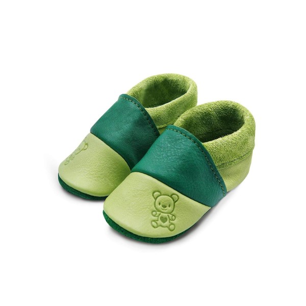 THEWO Kinderschuhe Teddy aus Öko-Leder - grün-dunkelgrün