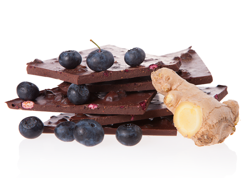 Bio-Schokolade (handgeschöpft) - Heidelbeer-Ingwer