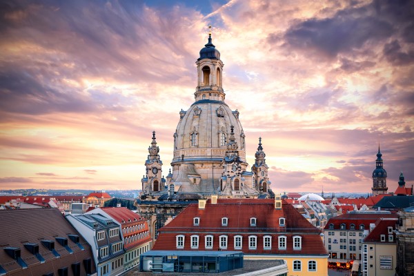 Wandbild Dresden - Frauenkirche zum Sonnenuntergang (Motiv 00595)