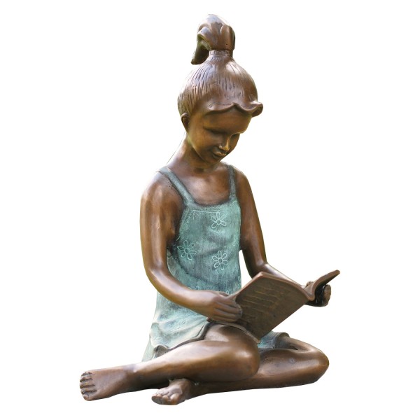 Gartenskulptur Lesendes Mädchen Bronze